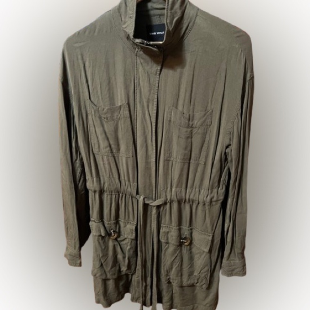 Who What Wear Khaki Utility Pocket Jacket Tie Waist Size Medium